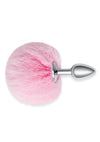 WhipSmart Fluffy Bunny Metal Plug with Tail - Metal/Pink - 2.5in