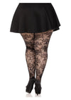 Wild Rose Net Tights - 1x-2x - Black