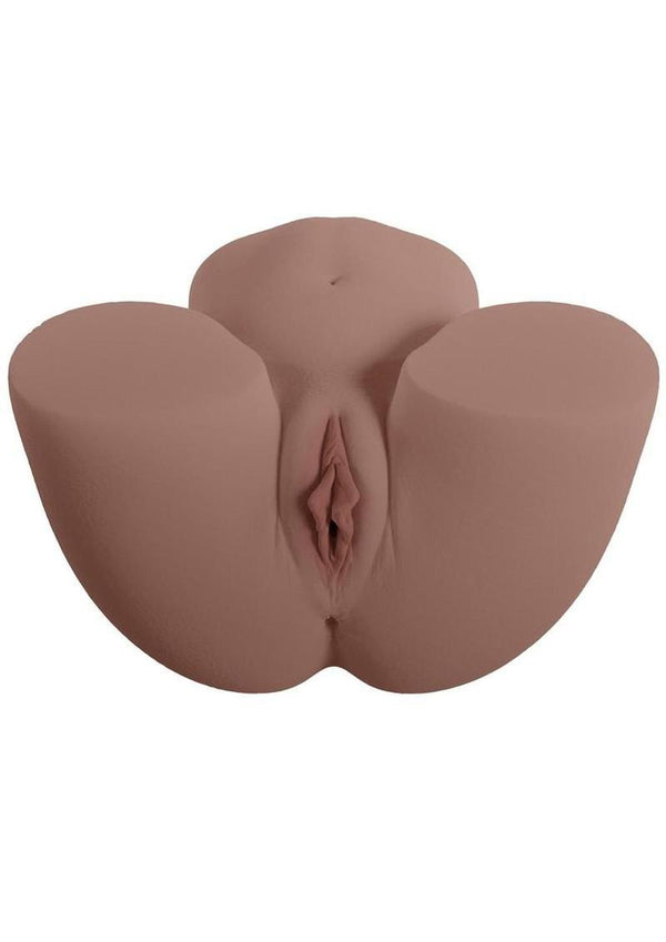 Xkin Amber Allure Bodyforms Rechargeable Thrusting Vibrating Masturbator - Pussy/Ass - Chocolate