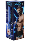 Xkin Ronan Cobalt Rechargeable Vibrating Torch Masturbator - Male Mouth - Metallic - Blue/Vanilla