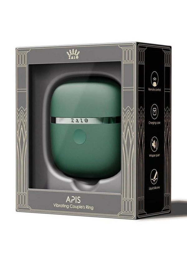 Zalo Apis Rechargeable Silicone App Compatible Vibrating Couple's Ring - Green